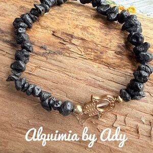 Gold and black beaded bracelet